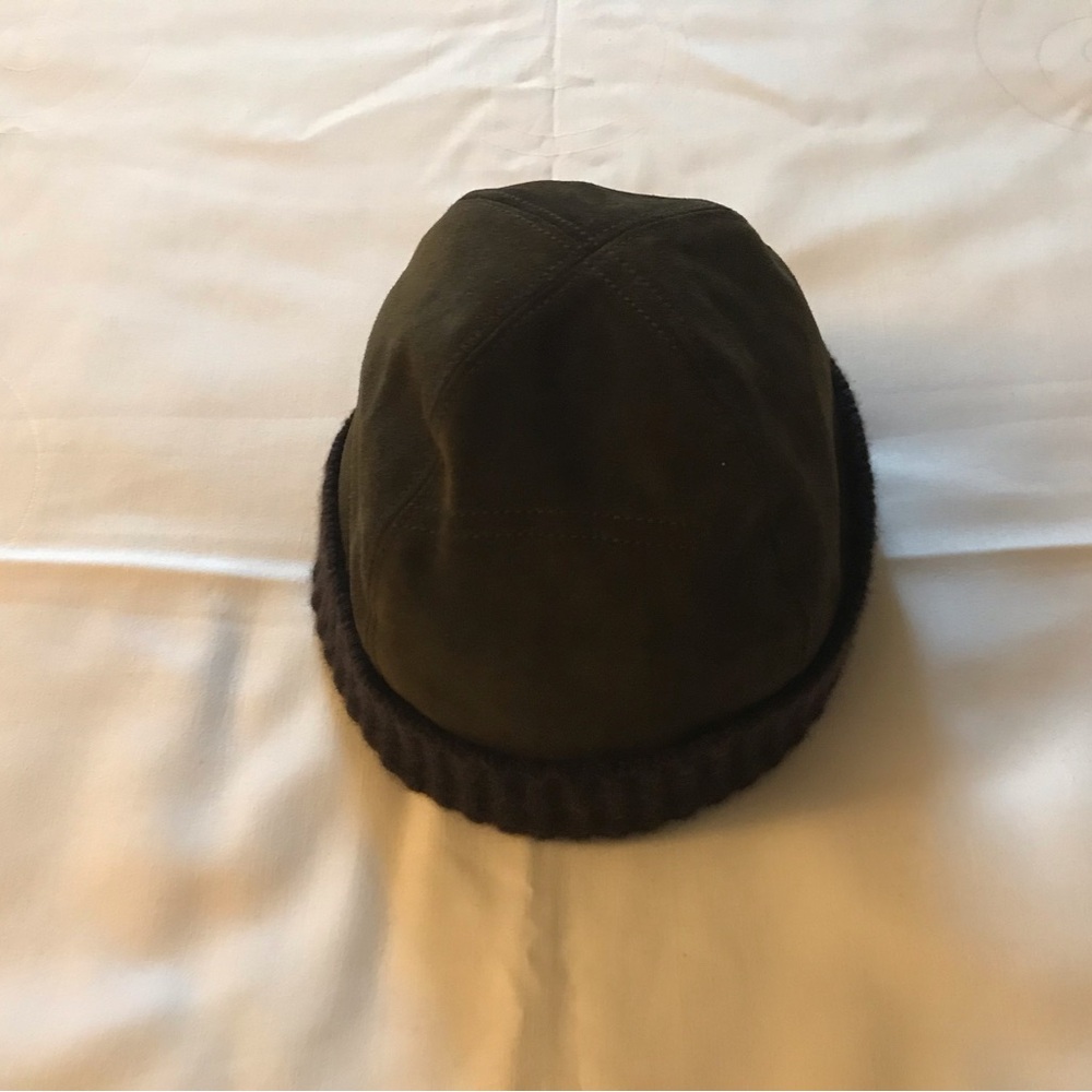 Todds Mens Suede and Cashmere Brown Beanie